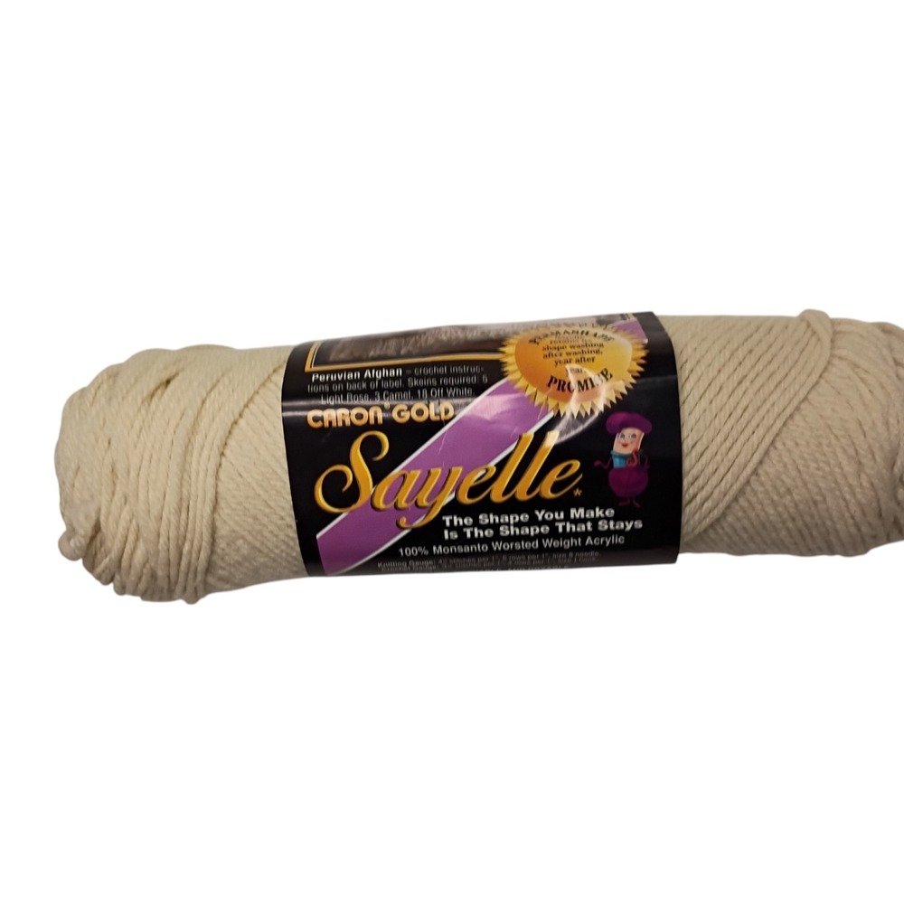 skein‎ Caron Gold Sayelle 1073 Fisherman Off White Yarn Monsanto Worsted Acrylic